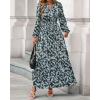 imageBTFBM Women Boho Maxi Dress Fall Fashion 2025 Floral Long Sleeve V Neck Button Pockets Flowy Vacation Wedding DressesFloral Blue Yellow