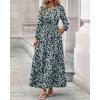 imageBTFBM Women Boho Maxi Dress Fall Fashion 2025 Floral Long Sleeve V Neck Button Pockets Flowy Vacation Wedding DressesFloral Blue Yellow