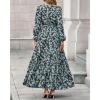 imageBTFBM Women Boho Maxi Dress Fall Fashion 2025 Floral Long Sleeve V Neck Button Pockets Flowy Vacation Wedding DressesFloral Blue Yellow