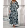 imageBTFBM Women Boho Maxi Dress Fall Fashion 2025 Floral Long Sleeve V Neck Button Pockets Flowy Vacation Wedding DressesFloral Blue Yellow