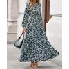 imageBTFBM Women Boho Maxi Dress Fall Fashion 2025 Floral Long Sleeve V Neck Button Pockets Flowy Vacation Wedding DressesFloral Blue Yellow