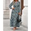 imageBTFBM Women Boho Maxi Dress Fall Fashion 2025 Floral Long Sleeve V Neck Button Pockets Flowy Vacation Wedding DressesFloral Blue Yellow