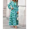 imageBTFBM Women Boho Maxi Dress Fall Fashion 2025 Floral Long Sleeve V Neck Button Pockets Flowy Vacation Wedding DressesFloral Green