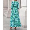 imageBTFBM Women Boho Maxi Dress Fall Fashion 2025 Floral Long Sleeve V Neck Button Pockets Flowy Vacation Wedding DressesFloral Green
