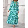 imageBTFBM Women Boho Maxi Dress Fall Fashion 2025 Floral Long Sleeve V Neck Button Pockets Flowy Vacation Wedding DressesFloral Green