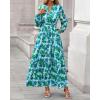 imageBTFBM Women Boho Maxi Dress Fall Fashion 2025 Floral Long Sleeve V Neck Button Pockets Flowy Vacation Wedding DressesFloral Green