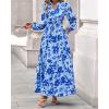 imageBTFBM Women Boho Maxi Dress Fall Fashion 2025 Floral Long Sleeve V Neck Button Pockets Flowy Vacation Wedding DressesFloral Light Blue Blue