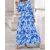 imageBTFBM Women Boho Maxi Dress Fall Fashion 2025 Floral Long Sleeve V Neck Button Pockets Flowy Vacation Wedding DressesFloral Light Blue Blue