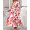 imageBTFBM Women Boho Maxi Dress Fall Fashion 2025 Floral Long Sleeve V Neck Button Pockets Flowy Vacation Wedding DressesFloral Multicolored