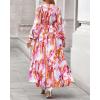 imageBTFBM Women Boho Maxi Dress Fall Fashion 2025 Floral Long Sleeve V Neck Button Pockets Flowy Vacation Wedding DressesFloral Multicolored
