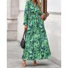 imageBTFBM Women Boho Maxi Dress Fall Fashion 2025 Floral Long Sleeve V Neck Button Pockets Flowy Vacation Wedding DressesGreen