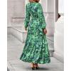 imageBTFBM Women Boho Maxi Dress Fall Fashion 2025 Floral Long Sleeve V Neck Button Pockets Flowy Vacation Wedding DressesGreen