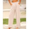 imageBTFBM Women High Waist Palazzo Pants Spring 2026 Casual Wide Leg Trousers Loose Work Office Business Suit Pant PocketsBeige