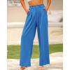 imageBTFBM Women High Waist Palazzo Pants Spring 2026 Casual Wide Leg Trousers Loose Work Office Business Suit Pant PocketsBlue