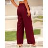 imageBTFBM Women High Waist Palazzo Pants Spring 2026 Casual Wide Leg Trousers Loose Work Office Business Suit Pant PocketsBurgundy
