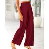 imageBTFBM Women High Waist Palazzo Pants Spring 2026 Casual Wide Leg Trousers Loose Work Office Business Suit Pant PocketsBurgundy