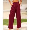 imageBTFBM Women High Waist Palazzo Pants Spring 2026 Casual Wide Leg Trousers Loose Work Office Business Suit Pant PocketsBurgundy