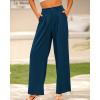 imageBTFBM Women High Waist Palazzo Pants Spring 2026 Casual Wide Leg Trousers Loose Work Office Business Suit Pant PocketsDark Blue