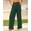 imageBTFBM Women High Waist Palazzo Pants Spring 2026 Casual Wide Leg Trousers Loose Work Office Business Suit Pant PocketsDark Green