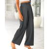 imageBTFBM Women High Waist Palazzo Pants Spring 2026 Casual Wide Leg Trousers Loose Work Office Business Suit Pant PocketsDark Grey