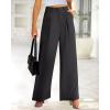 imageBTFBM Women High Waist Palazzo Pants Spring 2026 Casual Wide Leg Trousers Loose Work Office Business Suit Pant PocketsDark Grey