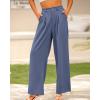 imageBTFBM Women High Waist Palazzo Pants Spring 2026 Casual Wide Leg Trousers Loose Work Office Business Suit Pant PocketsGrey Blue