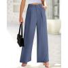 imageBTFBM Women High Waist Palazzo Pants Spring 2026 Casual Wide Leg Trousers Loose Work Office Business Suit Pant PocketsGrey Blue