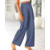 imageBTFBM Women High Waist Palazzo Pants Spring 2026 Casual Wide Leg Trousers Loose Work Office Business Suit Pant PocketsGrey Blue