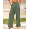 imageBTFBM Women High Waist Palazzo Pants Spring 2026 Casual Wide Leg Trousers Loose Work Office Business Suit Pant PocketsGrey Green