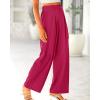 imageBTFBM Women High Waist Palazzo Pants Spring 2026 Casual Wide Leg Trousers Loose Work Office Business Suit Pant PocketsRose Red