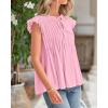 imageBTFBM Women Summer Casual Shirt 2025 Resort Outfits Ruffle Cap Sleeve Front Bow Tie Tops Loose Flowy Beach Blouse ShirtsPink