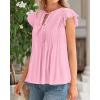 imageBTFBM Women Summer Casual Shirt 2025 Resort Outfits Ruffle Cap Sleeve Front Bow Tie Tops Loose Flowy Beach Blouse ShirtsPink