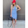 imageBTFBM Women Summer Dresses 2026 Sleeveless Tank Ruched Bodycon Sundresses for Women Party Beach Mini Casual Spring DressAiry Blue