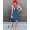 imageBTFBM Women Summer Dresses 2026 Sleeveless Tank Ruched Bodycon Sundresses for Women Party Beach Mini Casual Spring DressBlue