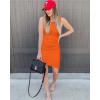 imageBTFBM Women Summer Dresses 2026 Sleeveless Tank Ruched Bodycon Sundresses for Women Party Beach Mini Casual Spring DressBright Orange