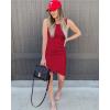 imageBTFBM Women Summer Dresses 2026 Sleeveless Tank Ruched Bodycon Sundresses for Women Party Beach Mini Casual Spring DressBright Red