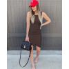 imageBTFBM Women Summer Dresses 2026 Sleeveless Tank Ruched Bodycon Sundresses for Women Party Beach Mini Casual Spring DressCoffee