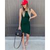 imageBTFBM Women Summer Dresses 2026 Sleeveless Tank Ruched Bodycon Sundresses for Women Party Beach Mini Casual Spring DressDark Green