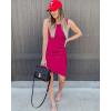 imageBTFBM Women Summer Dresses 2026 Sleeveless Tank Ruched Bodycon Sundresses for Women Party Beach Mini Casual Spring DressDark Rose Red