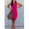 imageBTFBM Women Summer Dresses 2026 Sleeveless Tank Ruched Bodycon Sundresses for Women Party Beach Mini Casual Spring DressDark Rose Red