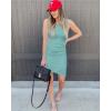 imageBTFBM Women Summer Dresses 2026 Sleeveless Tank Ruched Bodycon Sundresses for Women Party Beach Mini Casual Spring DressGreen