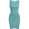 imageBTFBM Women Summer Dresses 2026 Sleeveless Tank Ruched Bodycon Sundresses for Women Party Beach Mini Casual Spring DressLake Blue