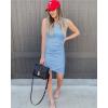imageBTFBM Women Summer Dresses 2026 Sleeveless Tank Ruched Bodycon Sundresses for Women Party Beach Mini Casual Spring DressLight Blue