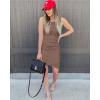 imageBTFBM Women Summer Dresses 2026 Sleeveless Tank Ruched Bodycon Sundresses for Women Party Beach Mini Casual Spring DressLight Brown
