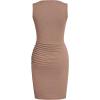 imageBTFBM Women Summer Dresses 2026 Sleeveless Tank Ruched Bodycon Sundresses for Women Party Beach Mini Casual Spring DressLight Brown
