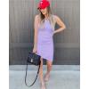 imageBTFBM Women Summer Dresses 2026 Sleeveless Tank Ruched Bodycon Sundresses for Women Party Beach Mini Casual Spring DressLight Purple