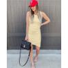 imageBTFBM Women Summer Dresses 2026 Sleeveless Tank Ruched Bodycon Sundresses for Women Party Beach Mini Casual Spring DressLight Yellow