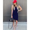 imageBTFBM Women Summer Dresses 2026 Sleeveless Tank Ruched Bodycon Sundresses for Women Party Beach Mini Casual Spring DressNavy