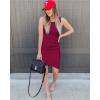 imageBTFBM Women Summer Dresses 2026 Sleeveless Tank Ruched Bodycon Sundresses for Women Party Beach Mini Casual Spring DressWine Red