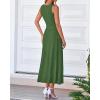 imageBTFBM Women Tank Midi Dress Summer Crewneck Sleeveless Pleated A Line Business Casual Formal Sweater Spring Dresses 2026Army Green